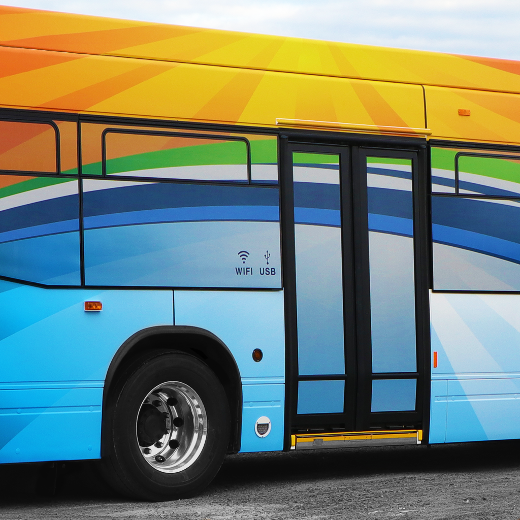 Large format digitally printed transit bus wrap