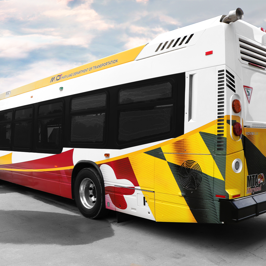 Large format digitally printed transit bus livery