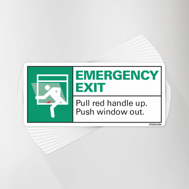 Emergency Exit Pull Handle Decal Pack