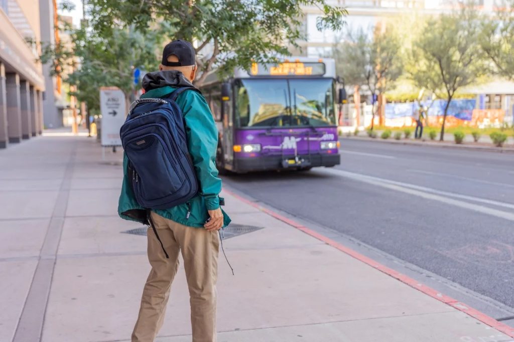 Passenger from The City of Phoenix awaiting the bus