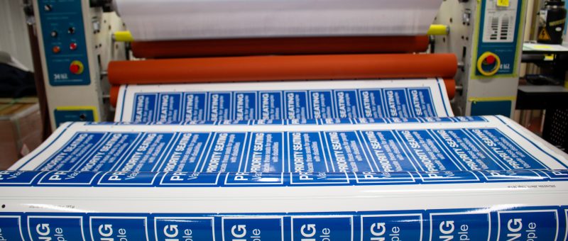 A sheet of safety decals